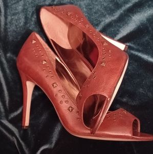 Brown Enzo Angiolini Peep Toe Pumps